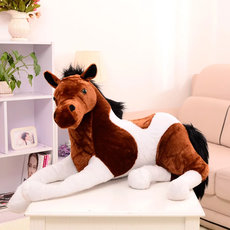 Dorimytrader 51\'\' Giant Soft Plush Animal Horse Toy Big Lifelike Stuffed Doll 130cm 4 Colors Good Simulation Gift