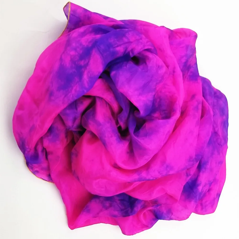 100% Silk Stage Performance Dancewear Accessories Tie Dye Light Texture Veil Shawls Women Scarf Costumes Belly Dance Veils