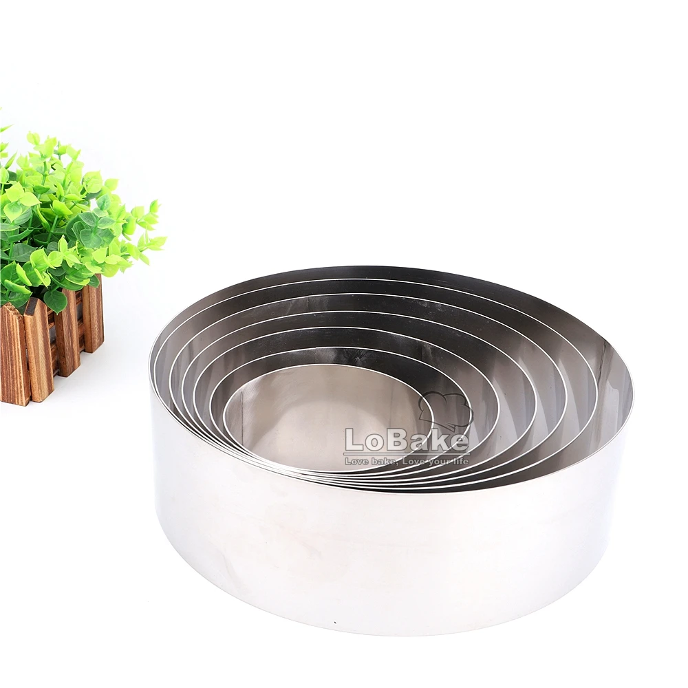 8cm height 4 - 10 inches smooth round shape stainless steel mousse ring plain cake mold cheese baking mould cakes DIY bakery