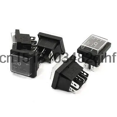 5Pcs AC 16A/250V 20A/125V DPDT 6Pins Solder Snap In Rocker Switch w Cover