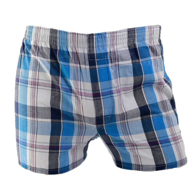 10pcs/Lot Boxer Men Underpants Plaid Underwear Man Cotton Loose Woven Men\'s Family Panties Comfort Male Shorts Boxers For Men