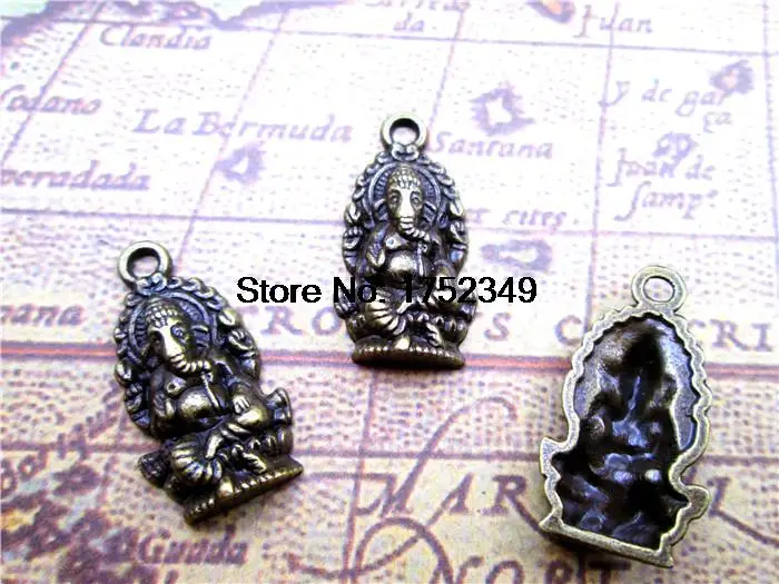 15pcs--Ganesha charms, Antique Tibetan bronze Ganesha charms pendants 27x14mm