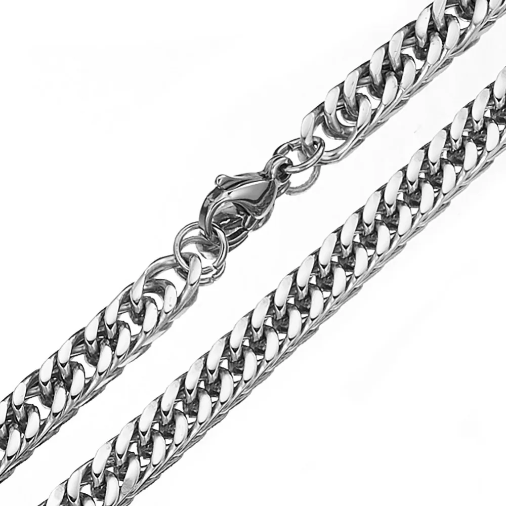 6/8/10/12/15/17mm Wide Silver Color Necklace Bracelet 7-40 Inches Custom Size Stainless Steel Curb Link Chain For Men Jewelry