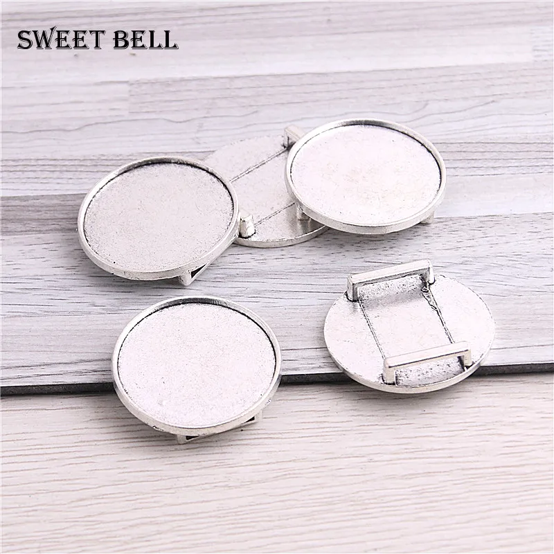 20 Pcs Platte Lederen Slider Kralen Twee Kleur Blanco 25 Mm Cabochon Instellen Diy Armbanden Maken Levert Gat 11X2.5 Mm 14C1707
