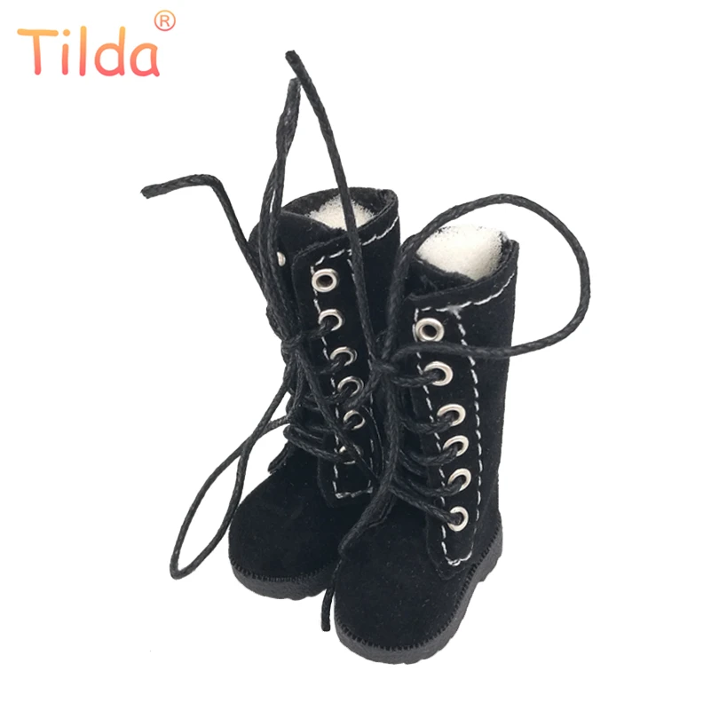 Tilda 3.2cm Doll Boots for Blythe Doll Toy,1/8 Mini Leather Dolls Shoes for Blyth Azone 1:6 Doll Casual Puppet Shoes Accessories