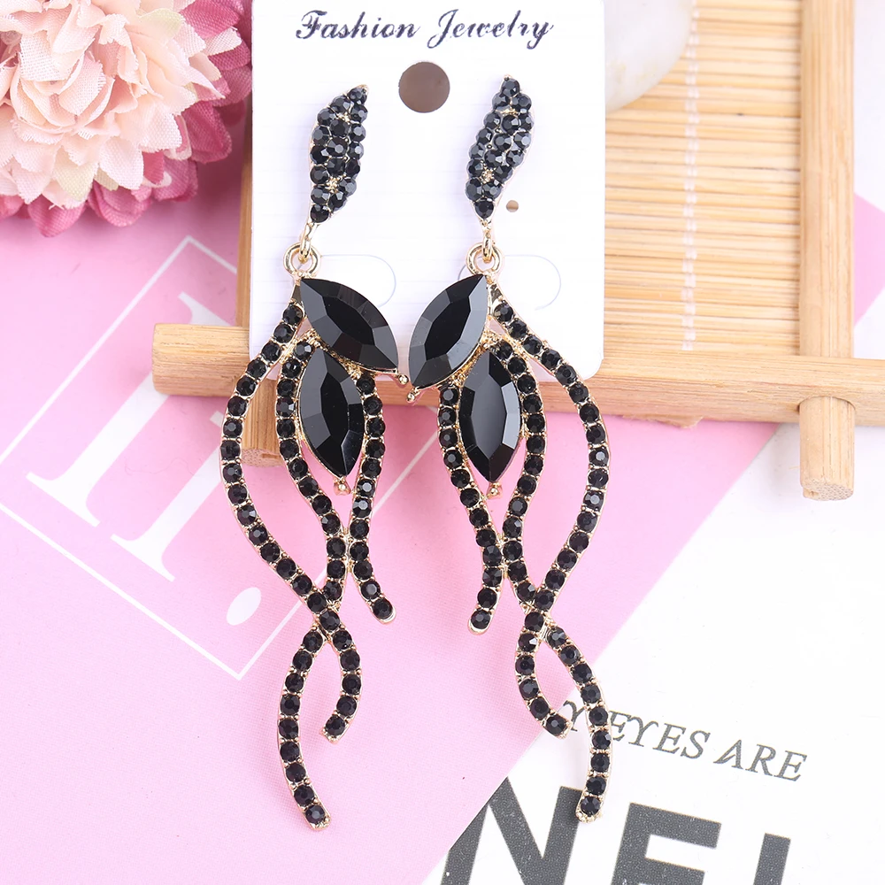 VEYO Crystal Dangle Earrings Trendy Line shape Rhinestone Earings Fashion for Women Jewelry Pendant