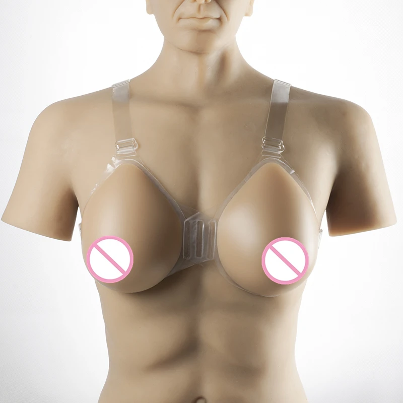 Transgender And Crossdressing Breast Form 1200g/pair Strap-On Silicone False Breast Drag Queen Shemale Artificial Fake Boobs