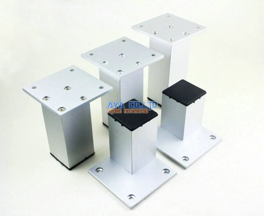 4 Pieces 40mm Aluminum Square Furniture Cabinet Leg Cupboard Table Feet