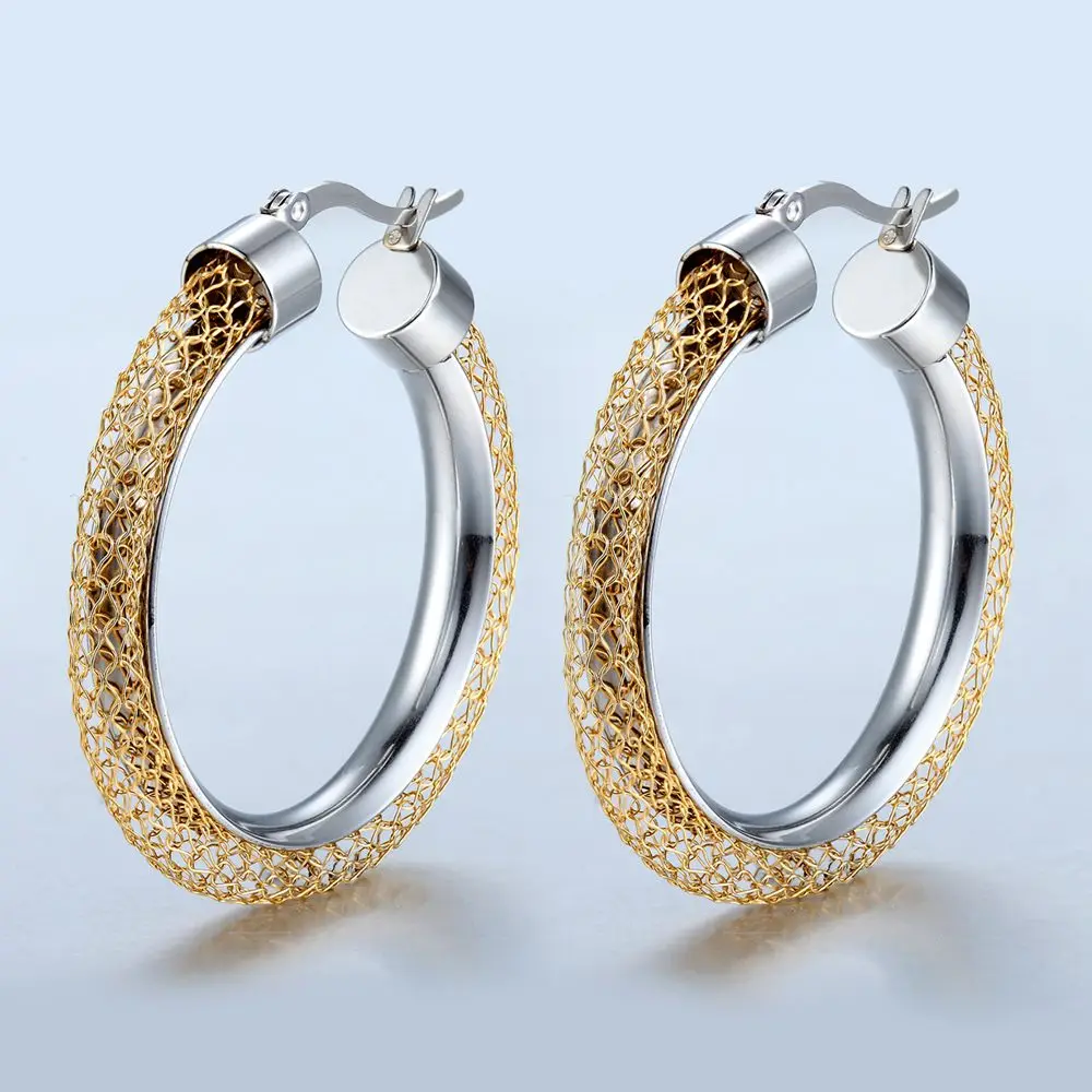 Net Round Pattern Hollow Hoop Earrings Brand Earrings For Women Jewelry Wholesale Trendy Gold Colour Women Earrings