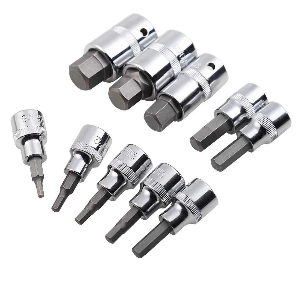 Julaihandsome 10PC Hex Bit Socket Set Metric/Inch Sze 3/8\