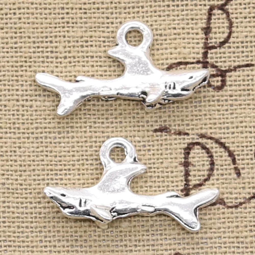 10pcs Charms Shark Fish 24x12mm Antique Making Findings Pendant Fit Vintage Tibetan Silver Color DIY Handmade Jewelry