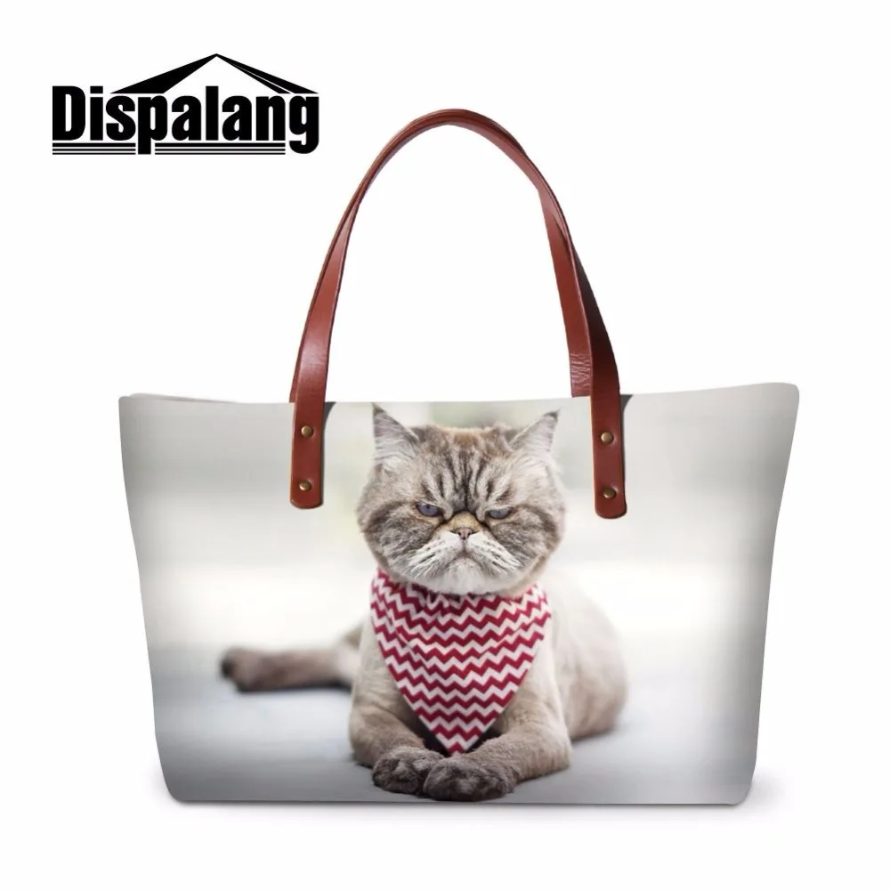 Dispalang Newly Design Handbag Organizer Insert For Women Cat Pattern Summer Beach Bag Ladies Party Tote Bag Medium Shoulder Bag