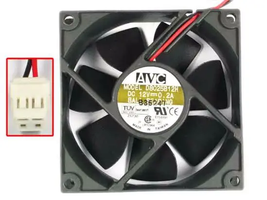 

AVC D8025B12H DC 12V 0.2A 80x80x25mm 2-wire Server Cooling Fan