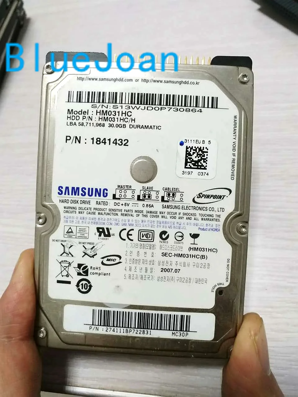 Original BlueJoan HDD 30GB Hard Disk drive HM031HC PN1932020 for Chrysler Mercedes NTG4 car dvd audio