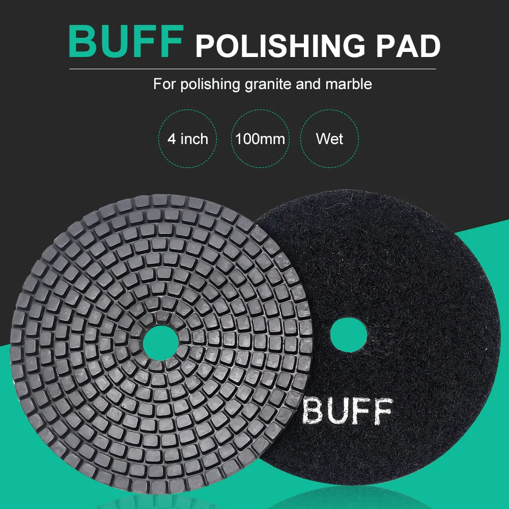 2pcs/set 4 inch 100mm Black Buff Pads Resin Bond For Granite Marble Ceramic Stone Polishing