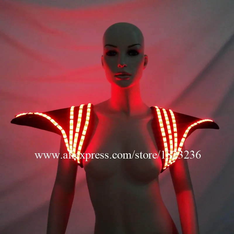 Newest Colorful Led Luminous Shoulder Illuminate Women Costume Nightclub Party Stage Ballroom Clothes