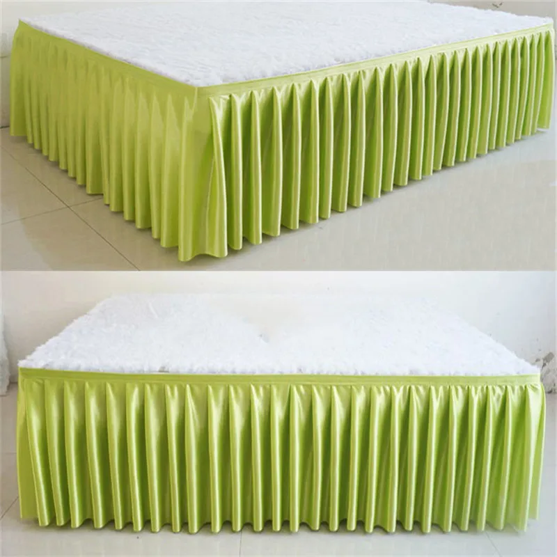 Ice silk chiffon white color wedding table skirt party banquet stage table skirt for table cloth decoration