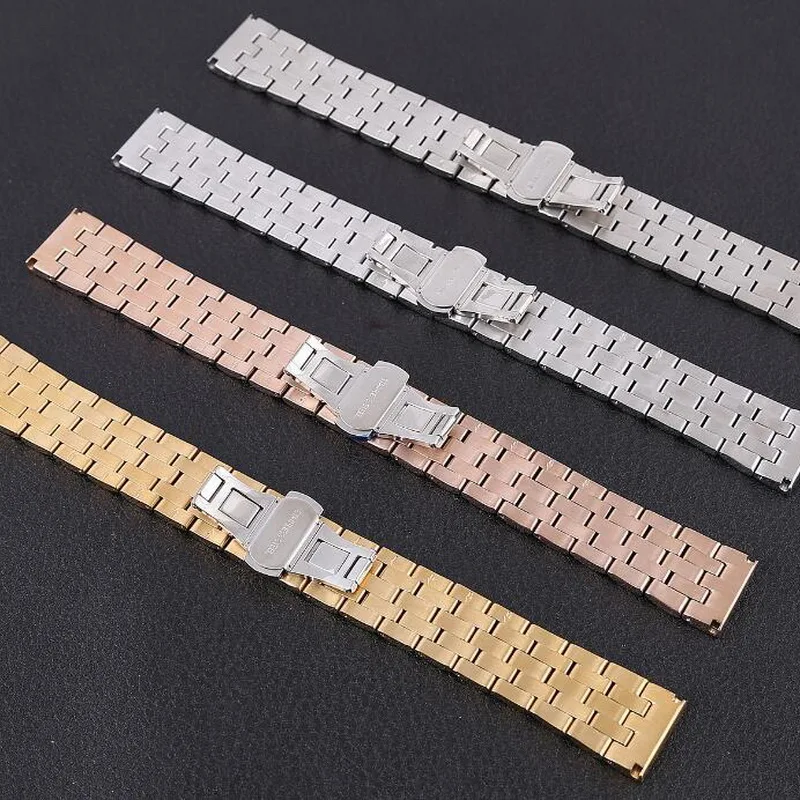 High Quality  Watchband 18mm 20mm 22mm 24mmStainless Steel Watch Band Strap Men Silver Rose Gold Bracelet Replacement Solid Link