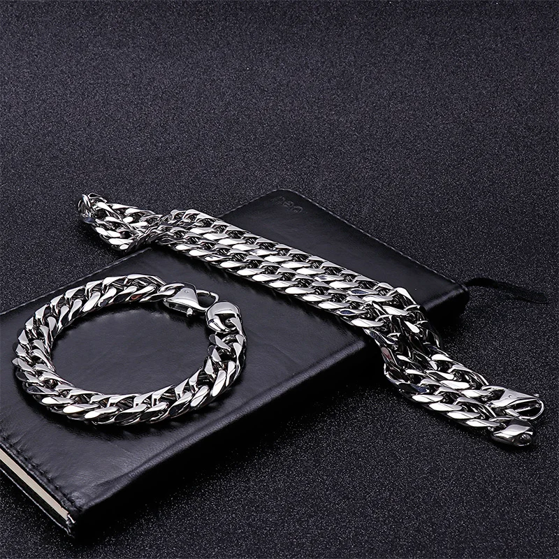 Chunky Huge 15mm Mens Fashion jewelry stainless steel Polished curb link chain necklace Lenght