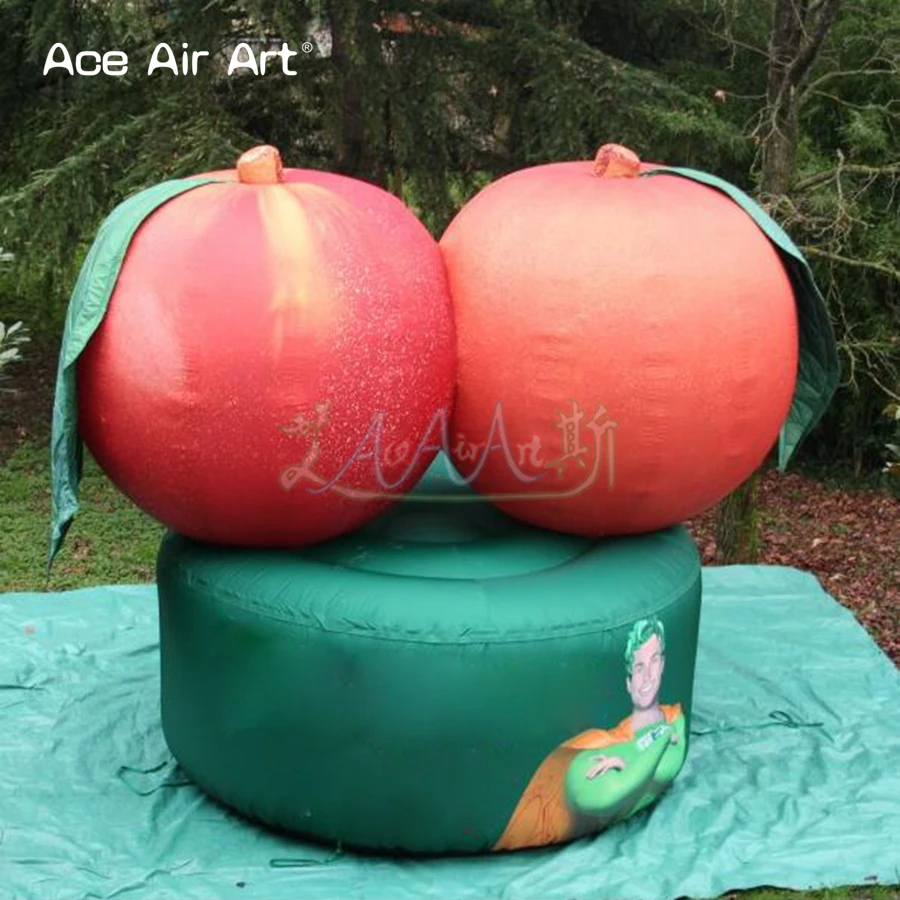 Wholesale Perfect Advertising Ballon Inflatable Peachs Fruit Model with Base Standing and Free Fan for Fruit Market