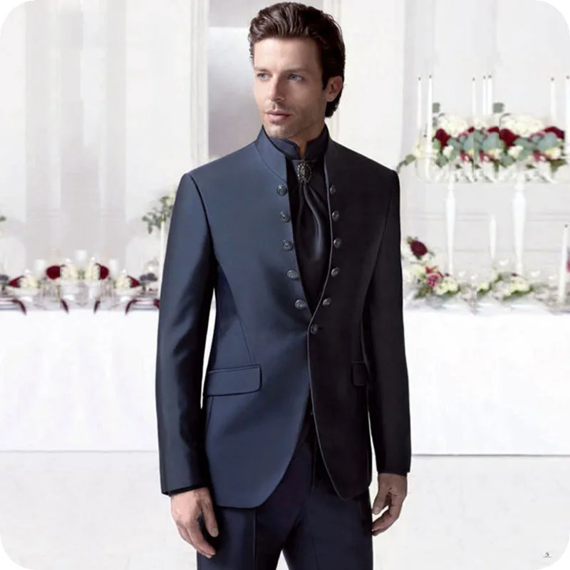 

Custom Navy Blue Men Suits Wedding Suits Man Blazers Groom Wear Tuxedo Costume Homme 2Pieces Coat Pants Slim Fit Terno Masculino