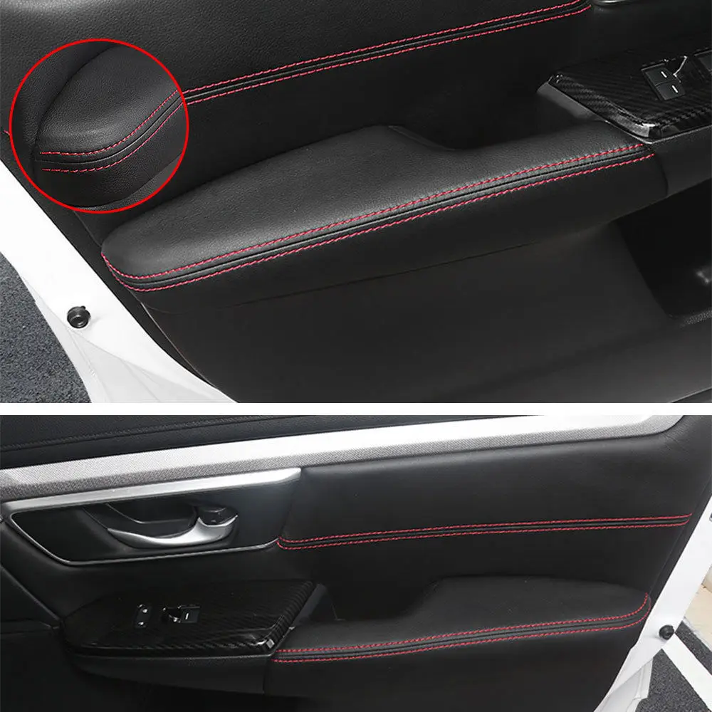 For Honda CRV CR-V 2017 Door Armrest Decor Surface Cover Panel Trim PU Leather Anti-collision Car Styling Covers Protect Overlay