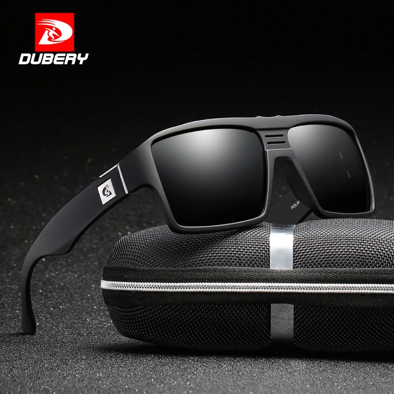 

DUBERY Polarized Sunglasses Men Aviation Driving Shades Male Sun Glasses Men Square Luxury Brand Designer Zipper Box 729