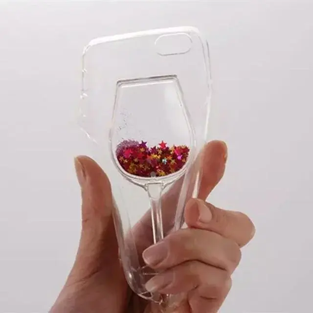 Чехол из мягкого ТПУ для iPhone 5, 6, 6S, 7 Plus, с изображением сердца, красного вина, звезд, динамических жидких зыбучих песков, задняя крышка