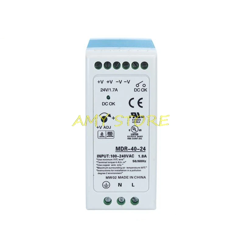 MDR-40 40W Single Output 5V 12V 15V 24VDC Din Rail Switching Power Supply 85-264VAC/120-370VDC Input