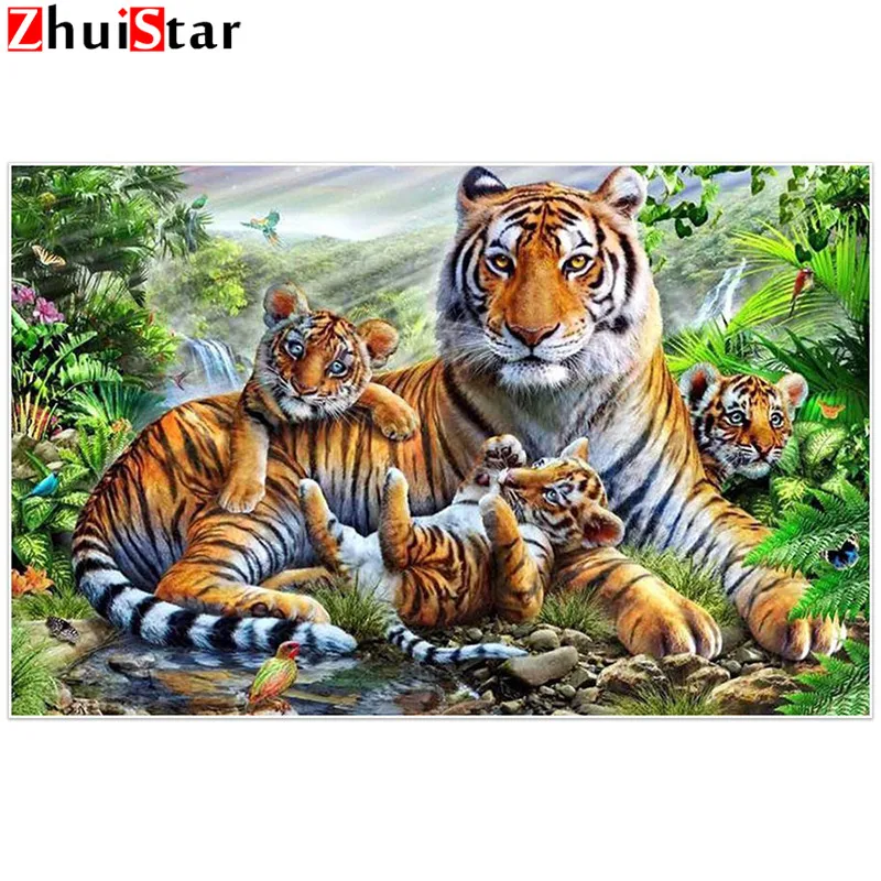 

DIY Diamond Painting Tiger Diamond Embroidery Animals Picture Of Rhinestones Diamond Mosaic Cross Stitch Decor Gift