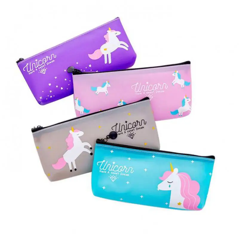 Sonho unicórnio menina coração caneta saco coreano criativo geléia pvc céu estrela caixa de lápis estudante bolsa de lápis estojo escolar estacionário