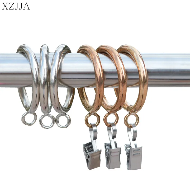 XZJJA 10PCS Stainless Steel Curtain Accessories Tracks Window Shower Curtain Rings Hanging Clamp Ring 25mm 28mm 38mm 45mm 55mm