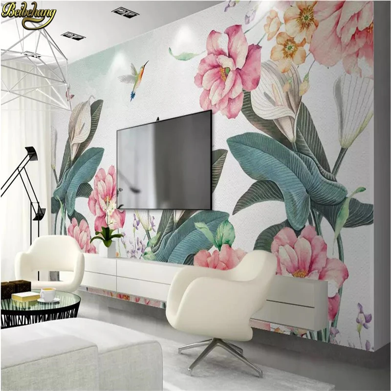 

Современные обои с рисунком растений и цветов для стен спальни, 3D фотообои, настенные панно, декор для дома, наклейки-картины