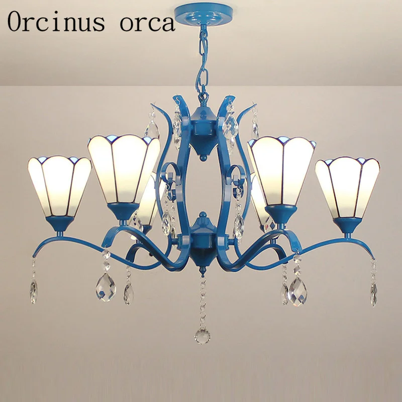 

European Mediterranean style Iron Chandelier Tiffany American style simple living room dining room bedroom lamps and lanterns