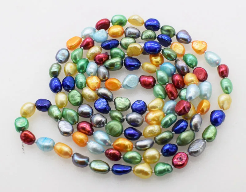 

Freshwater Pearl baroque multicolor long necklace nature FPPJ 8-10mm wholesale beads