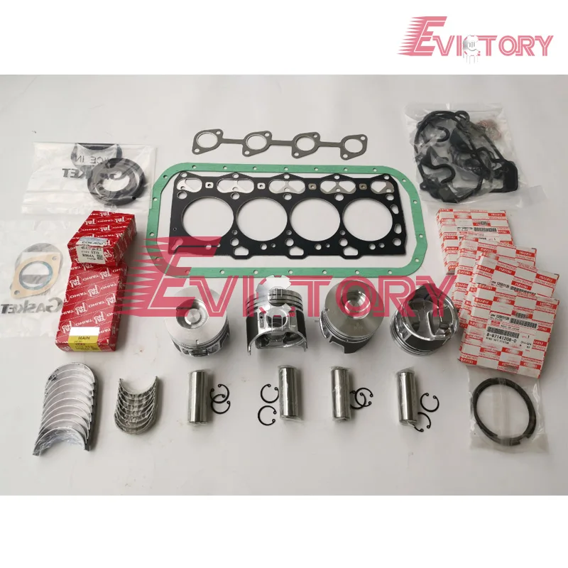 For Hiatch Excavator 4LE2 Piston piston ring full cylinder head gasket kit main crankshaft bearing + con rod bearing