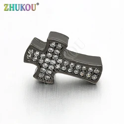 9*14mm Handmade Micro Pave Cubic Zirconia Cross Beads for DIY Jewelry Accessories Making, Model:  VZ138