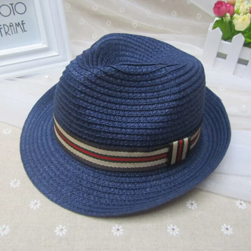 Children Fashion Fedoras Boys And Girls Belt Jazz Cap Spring Summer Rainbow Sun hats Suitable For Head Circumference 51-52 cm