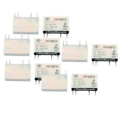 

10 Pcs 12VDC 250VAC 5A 4 Terminal NO SPST HF49FD/012-1H11 Power Relay