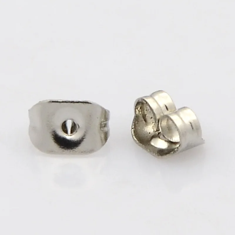 Fashion Stainless Steel Ear Nuts women Jewelry vintage Jewelry Accessories DIY Making 2019 female Gifts ,5x3.5x2mm,Hole: 1mm F60