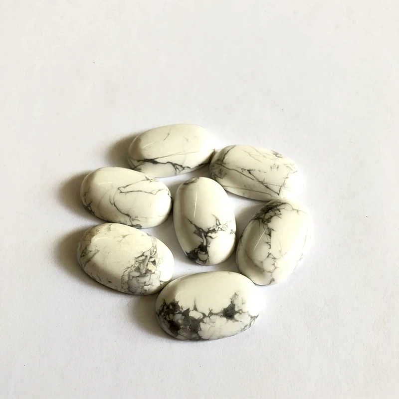 Wholesale Natural Howlite Stone Cabochon Bead 15x25mm Oval Gem Stone Cabochon Ring Face 2Pcs/pack