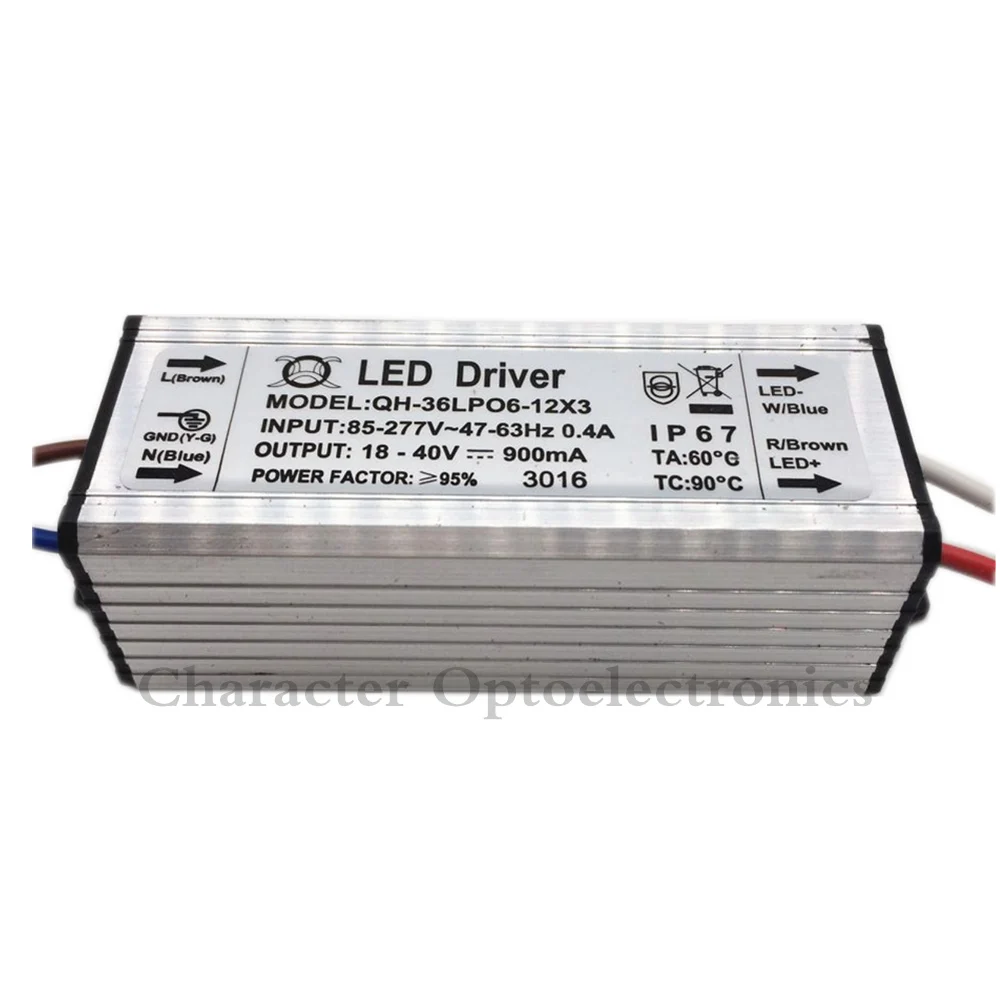 10 개/몫 6-12x3w DC18-40V 900mA 220V LED 드라이버 18w 30w 36w 전원 공급 장치 IP67 방수 정전류 드라이버 투광 조명