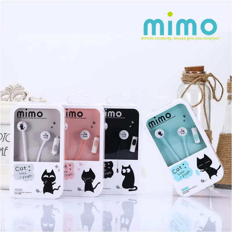 CHICLITS Cute Black Cat Earphone Cartoon Subwoofer 3.5MM Music Universal Earbuds With Mic For Phone MP3 Girl Children Kids Gift