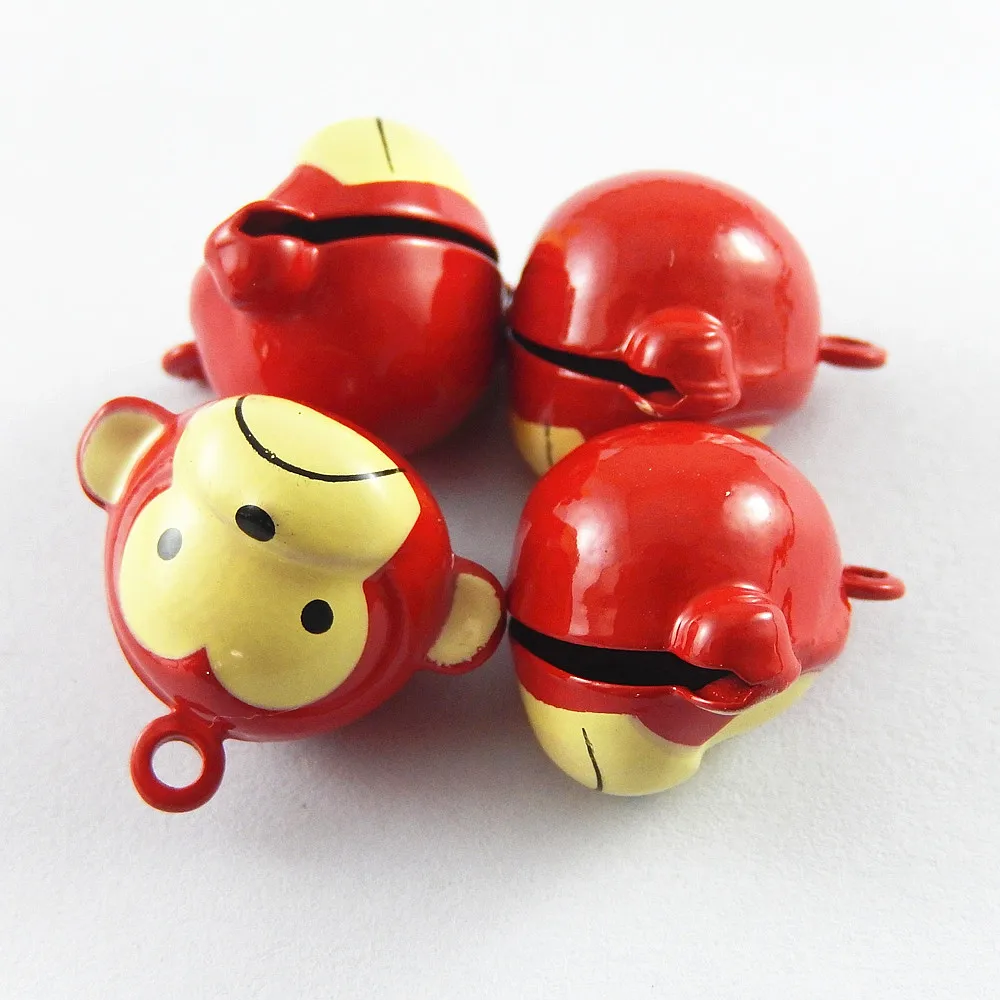 5pieces Cute Jingle Bells Carton Monkey Necklace Pendant Charms Christmas Phone Pet Home Decor Baby Jewelry Gift 22*20mm 51924