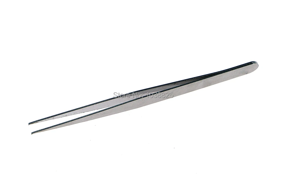 Stainless Steel 12.5cm Dental Precision Long Straight Forceps Tweezers Roasting Clamp