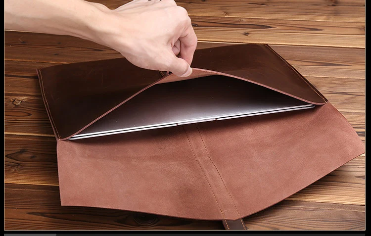 Genuine Leather A4 Filing Documents 13/15 Inch Macbook iPad Pro Storage Bag Inner Jacket Laptop Tablet Protector Organizer