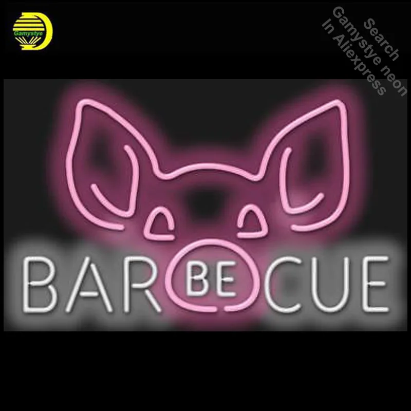 

BBQ BARBECUE Pink Pig Neon Sign Signs Glass Tube Decor neon lights Recreation Restaurant Windows Iconic Sign Neon Light LAmps