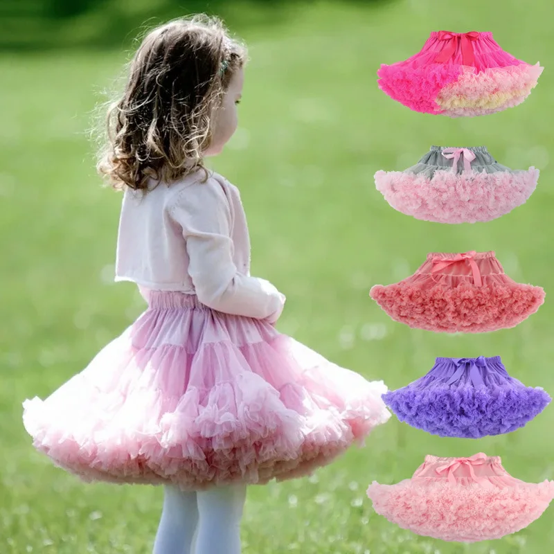 Girls Tutu Ballet Skirt Ballerina Pettiskirt Fluffy Children Ballet Skirts for Party Dance Princess Girl Tulle Clothes Christmas