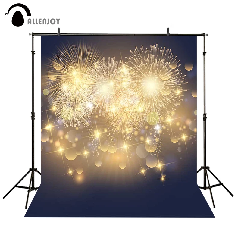 Allenjoy Photo Background Celebrate Firecracker 2022 New Year Decoration Fireworks Bursts Glitter Backdrop Photography Photozone