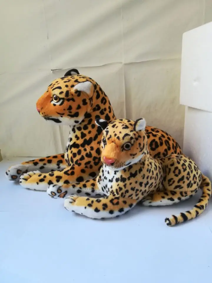 simulation animal lying leopard plush toy mother&baby soft dolls one lot/2 pieces, birthday gift s2046